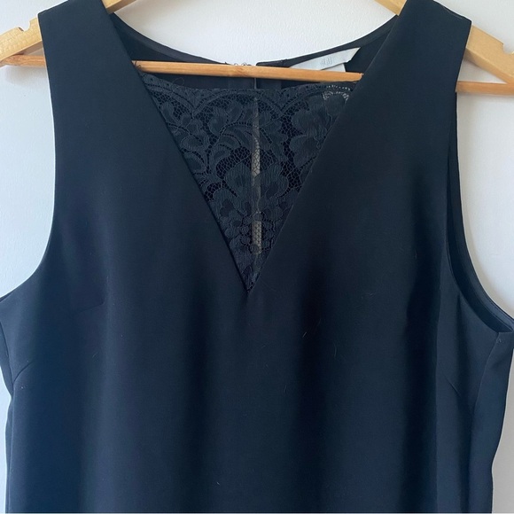 H&M V-Neck Lace Overlay Sleeveless Shift Dress Black - Picture 3 of 8
